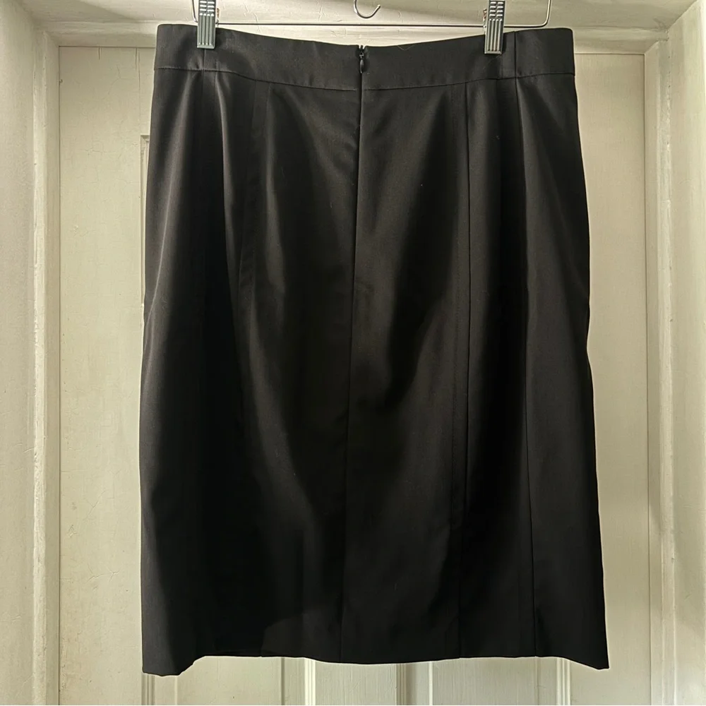 Akris Punto Black Wool Pencil Skirt Exposed Stitch Size 10